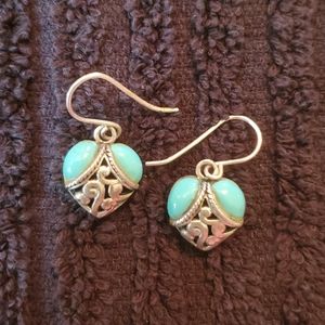 Silver-tone and faux turquoise earrings